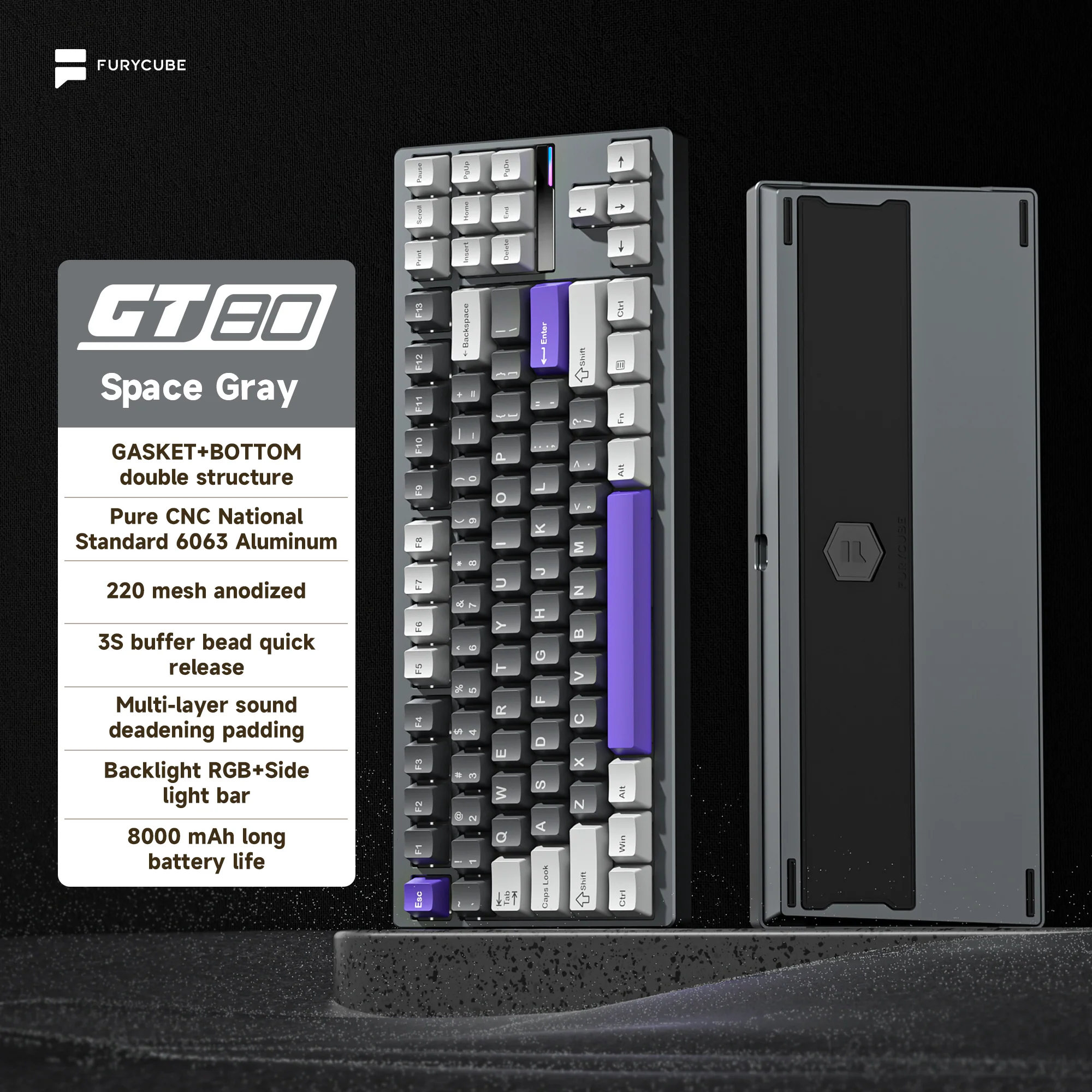 GT80 Grey Purple Keyboard