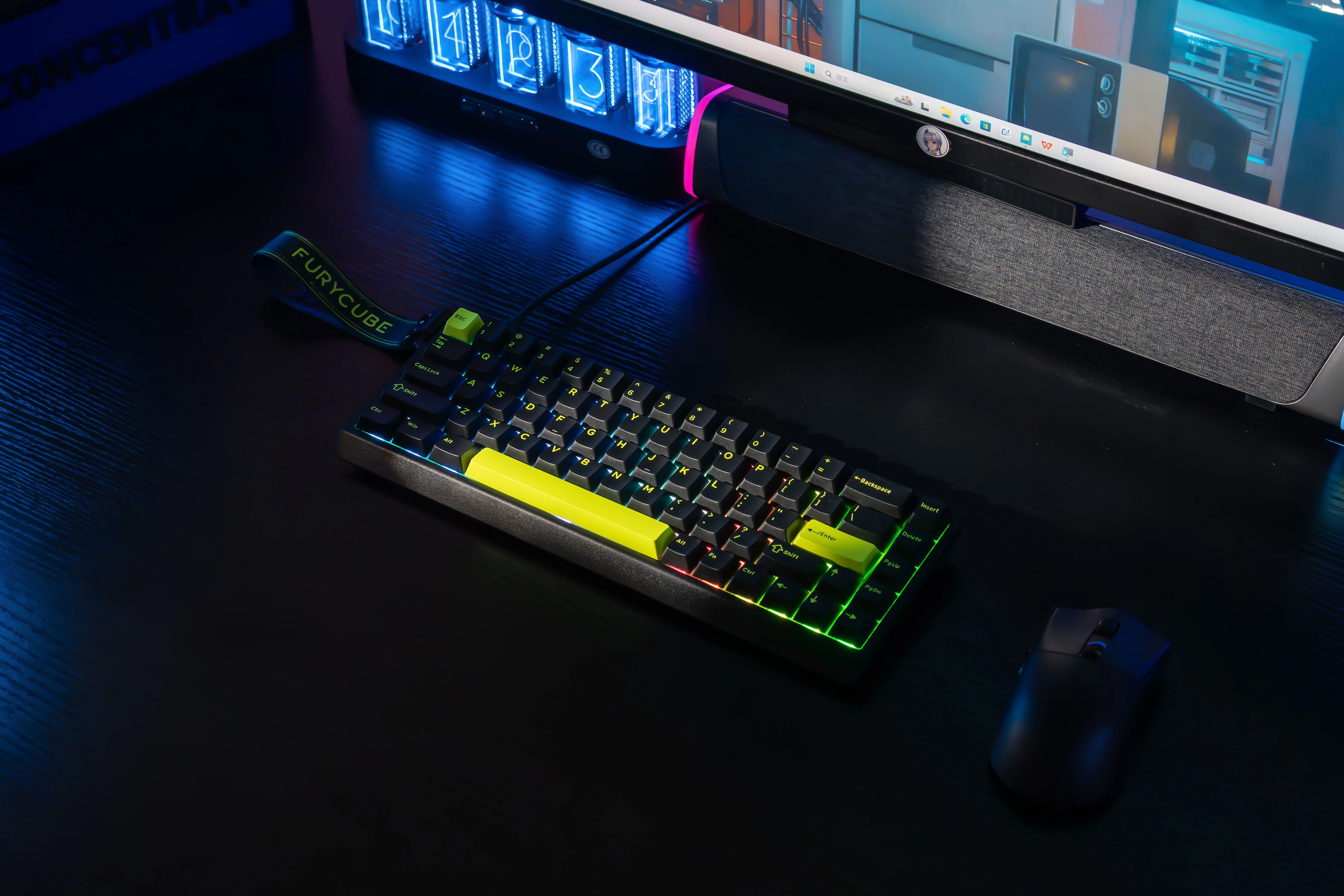 M68HE Black Green Keyboard - Image 2