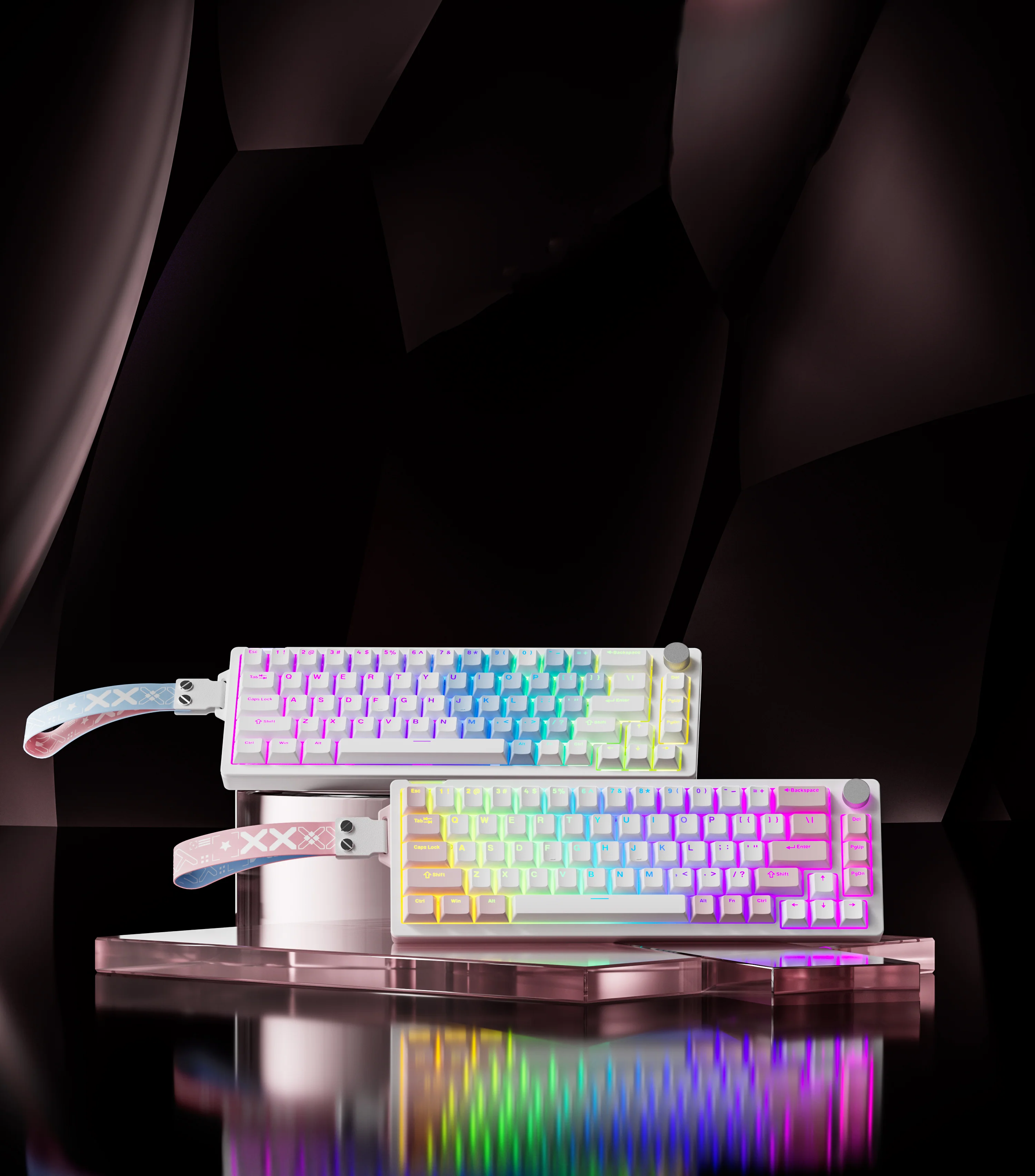 V68 White Blue Keyboard - Image 3