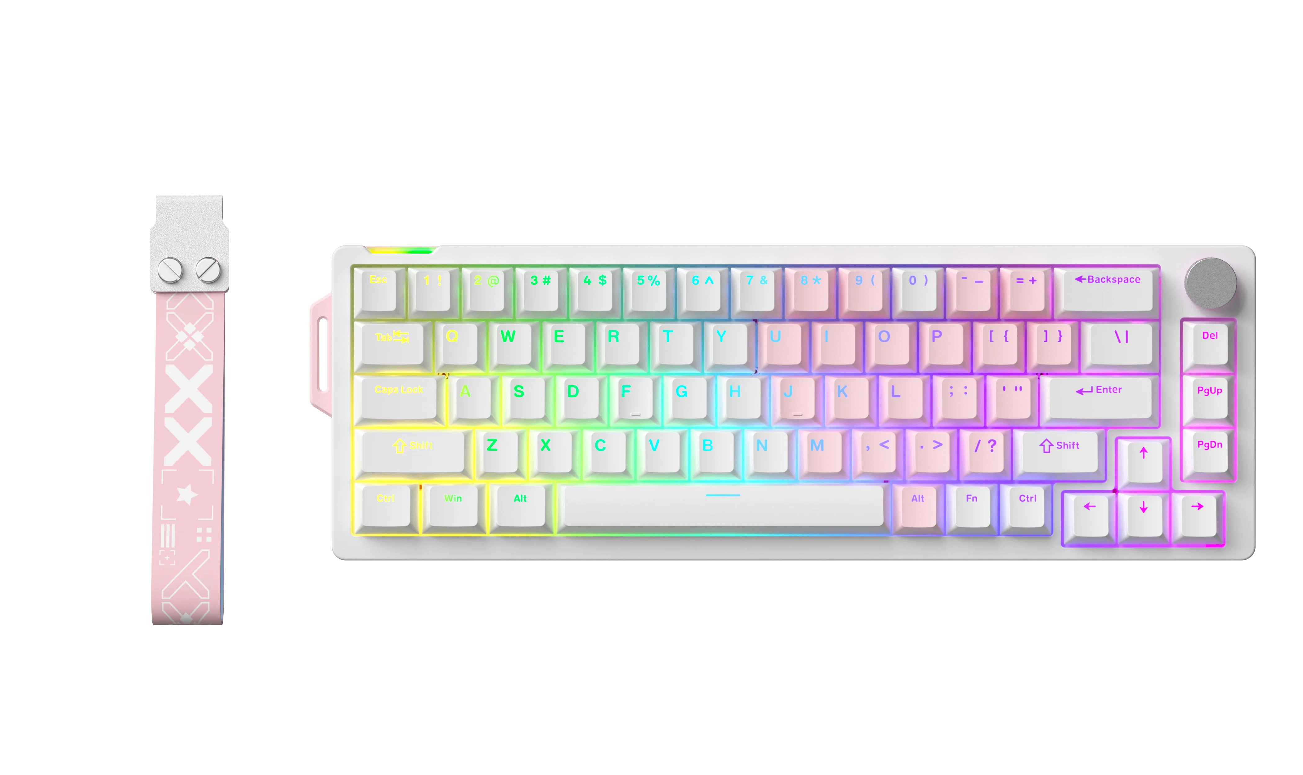 V68 White Pink Keyboard